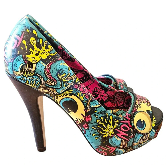 Iron Fist Oh No Women's Vegan Leather Multicolor Platform High Heels Size  US 5. - Picture 7 of 11